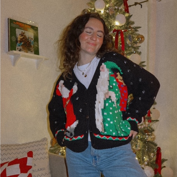 Northern Isles Hand Knit Santa Claus St Nick Ugly Christmas Sweater | large - Picture 6 of 8